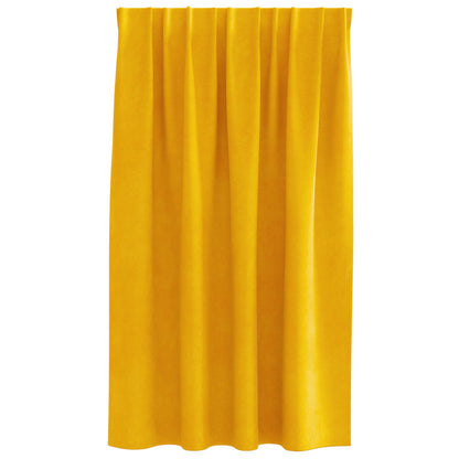 Zwarte Gordijnen Met Bovenband 2 Stuks Fluweel Mosterdgeel 140 x 140 cm met gezamende tape