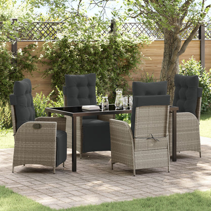 5-Delige Tuin Eetset Lichtgrijs Poly Rattan