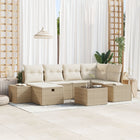 Garden Sofa Set with Cushions 7 pcs Beige poly rattan