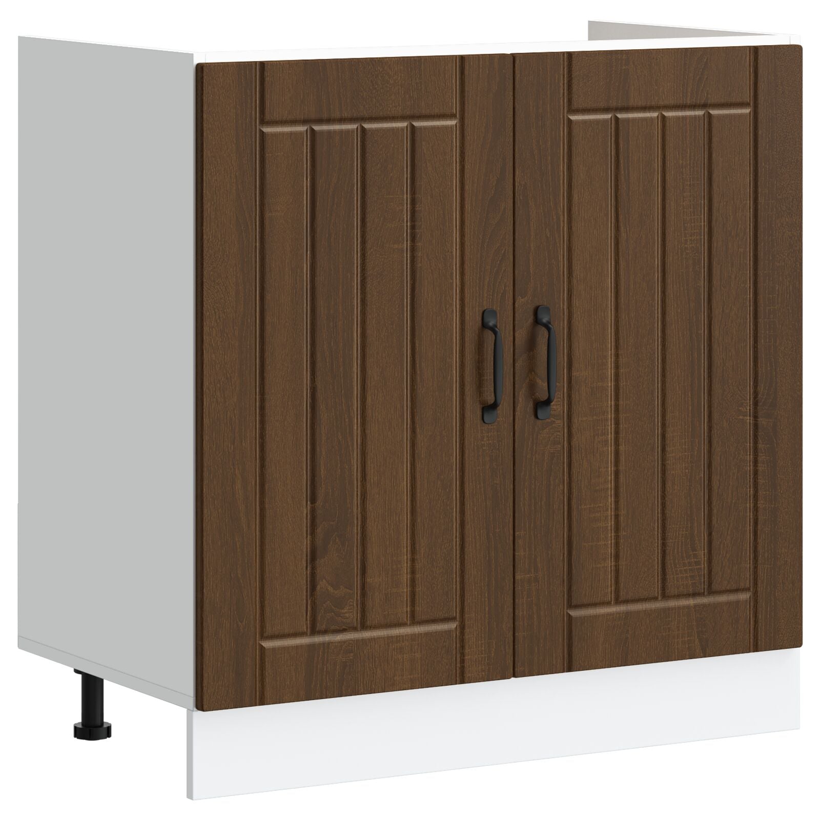 Keukenkast ""Lucca"" Met Dubbele Wastafels Bruin Eiken Geperst Hout