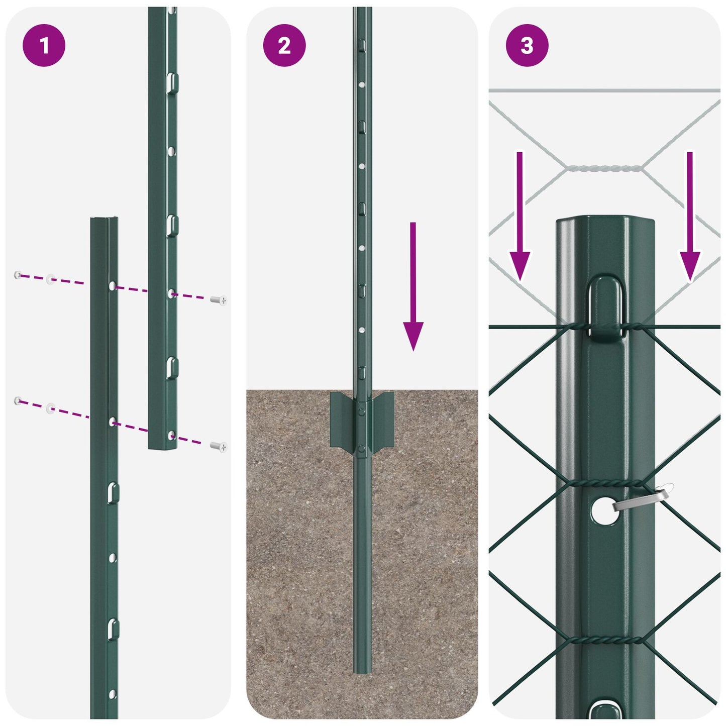 Hekpalen 11 St U-Channel Groen 150 Cm Staal,  Hexagonaal Hek Groen 1,5 X 50 M Staal