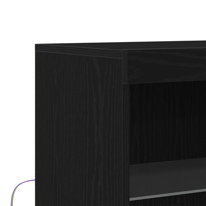 Dressoir Met Led Verlichting Zwart Eik 60X37X100 Cm Zwart eiken
