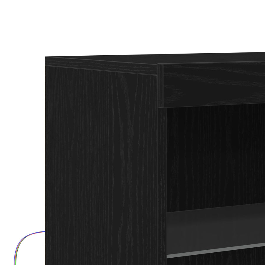 Dressoir Met Led Verlichting Zwart Eik 60X37X100 Cm Zwart eiken