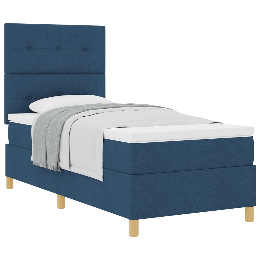 Blauw Boxspring Bed Met Matras 100X200 Cm Stof Blauw