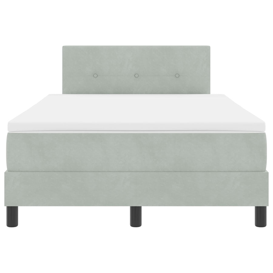 Boxspringbed Met Matras Lichtgrijs 120X200 Cm Fluweel Blauw