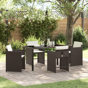 Tuin eettafelset poly rattan bruin 5-delig