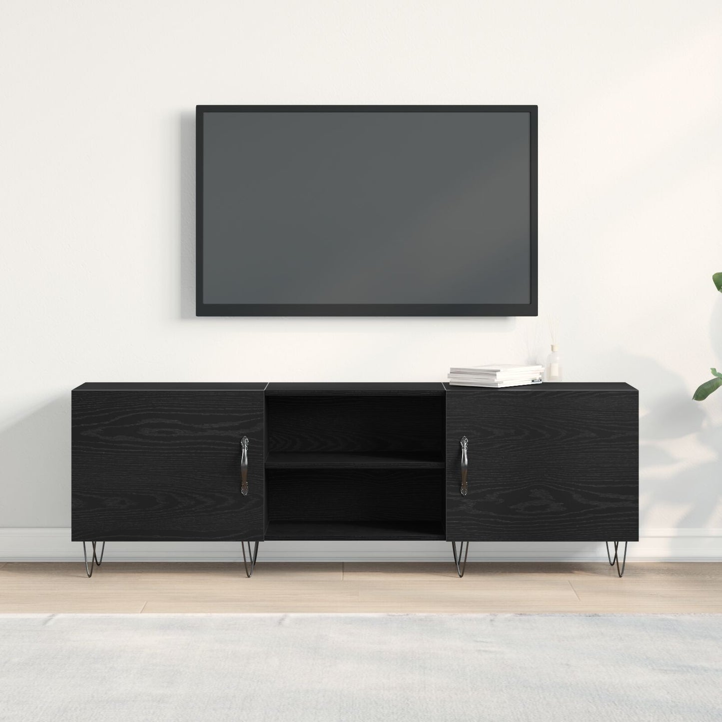 Tv-Kast Zwart Eiken 150X30X50 Cm Bewerkt Hout