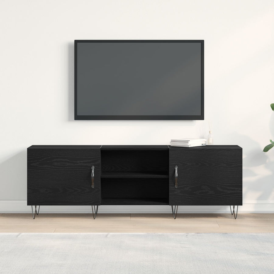 Tv-Kast Zwart Eiken 150X30X50 Cm Bewerkt Hout