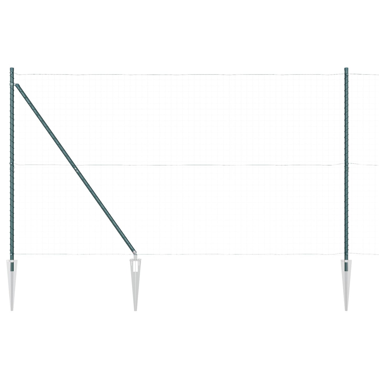 Hekpalen Met Spike 52 Stuks Ø32 Mm Verzinkt Staal Groen 180 cm 52x gespijkerde paal