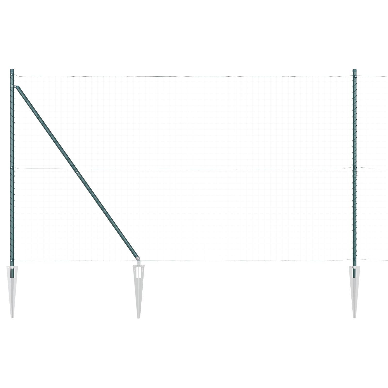 Hekpalen Met Spike 52 Stuks Ø32 Mm Verzinkt Staal Groen 180 cm 52x gespijkerde paal