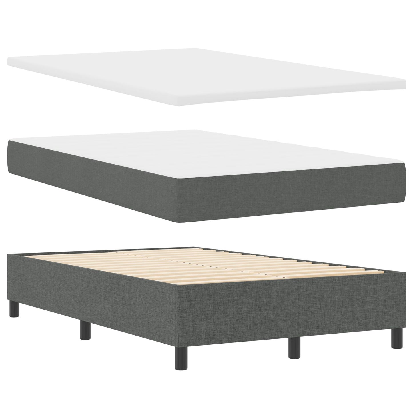Boxspring Bed Met Matras Stof Donkergrijs 120 x 200 cm Lijnenontwerp