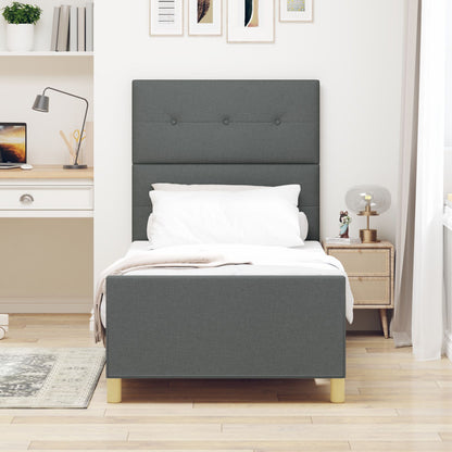 Bed Frame Donkergrijs 90X190 Cm Stof Crème