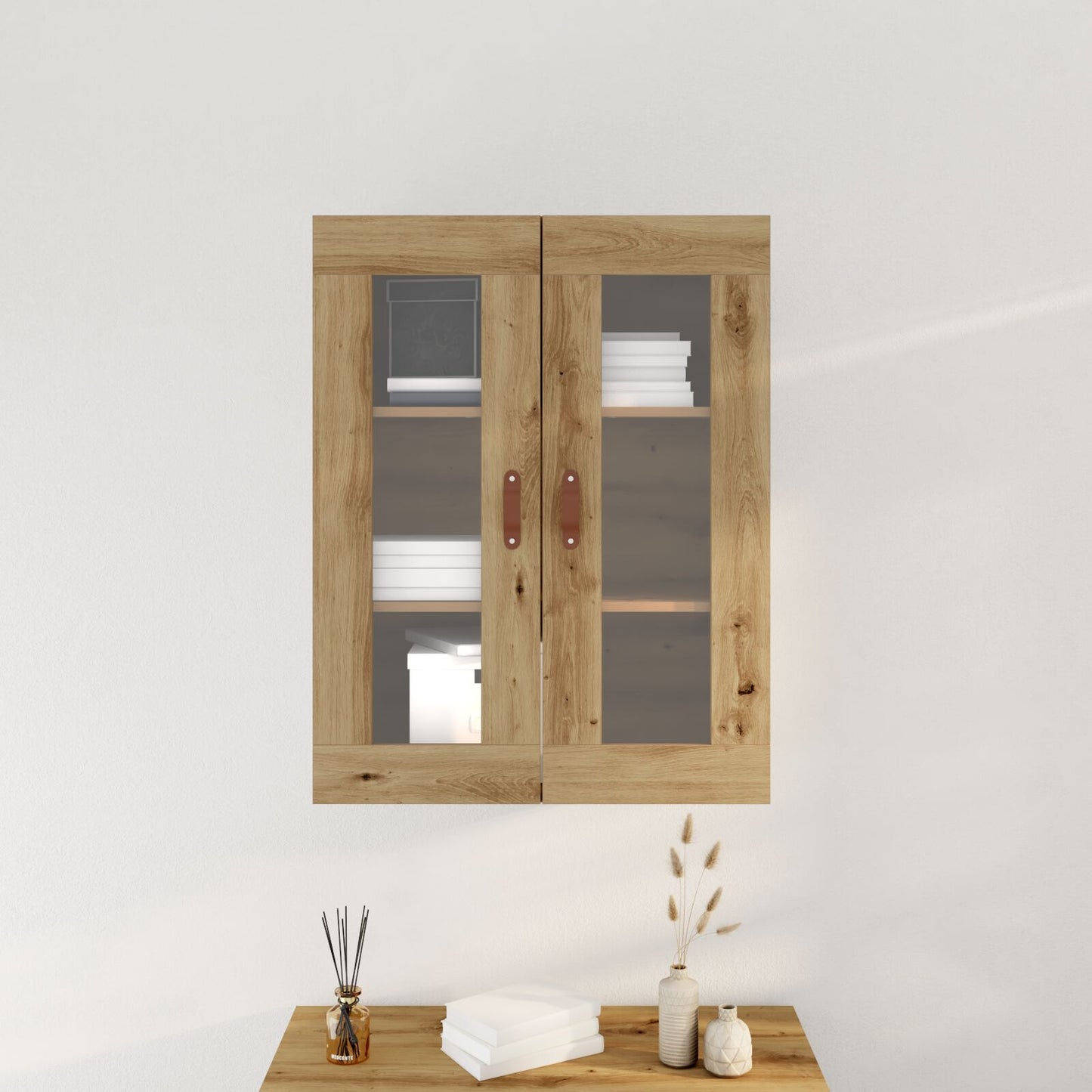 Wandkast Met Glazen Deuren Artisan Eiken 69,5X34X90 Cm