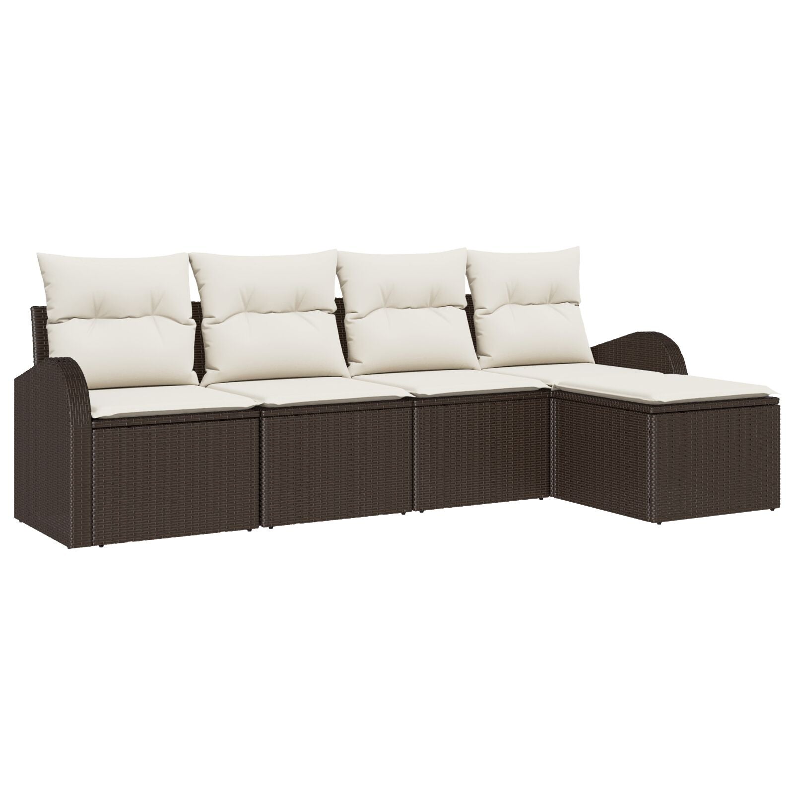 5-Delige Tuin Sofa Set Met Kussens Bruin Poly Rattan