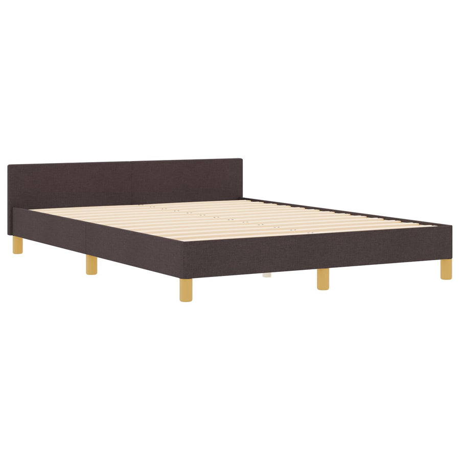 Bed Frame Donkerbruin 140X190 Cm Stof Crème