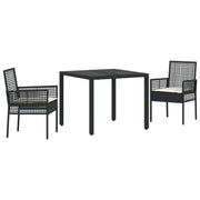 Garden dining set 3 pcs Black poly rattan