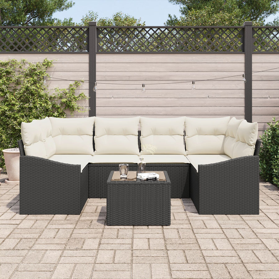 Tuin Bank Set Set Van 7 Zwart En Crème Gegalvaniseerd Staal