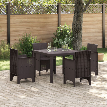 5-Delige Tuin Eetset Bruin Poly Riet