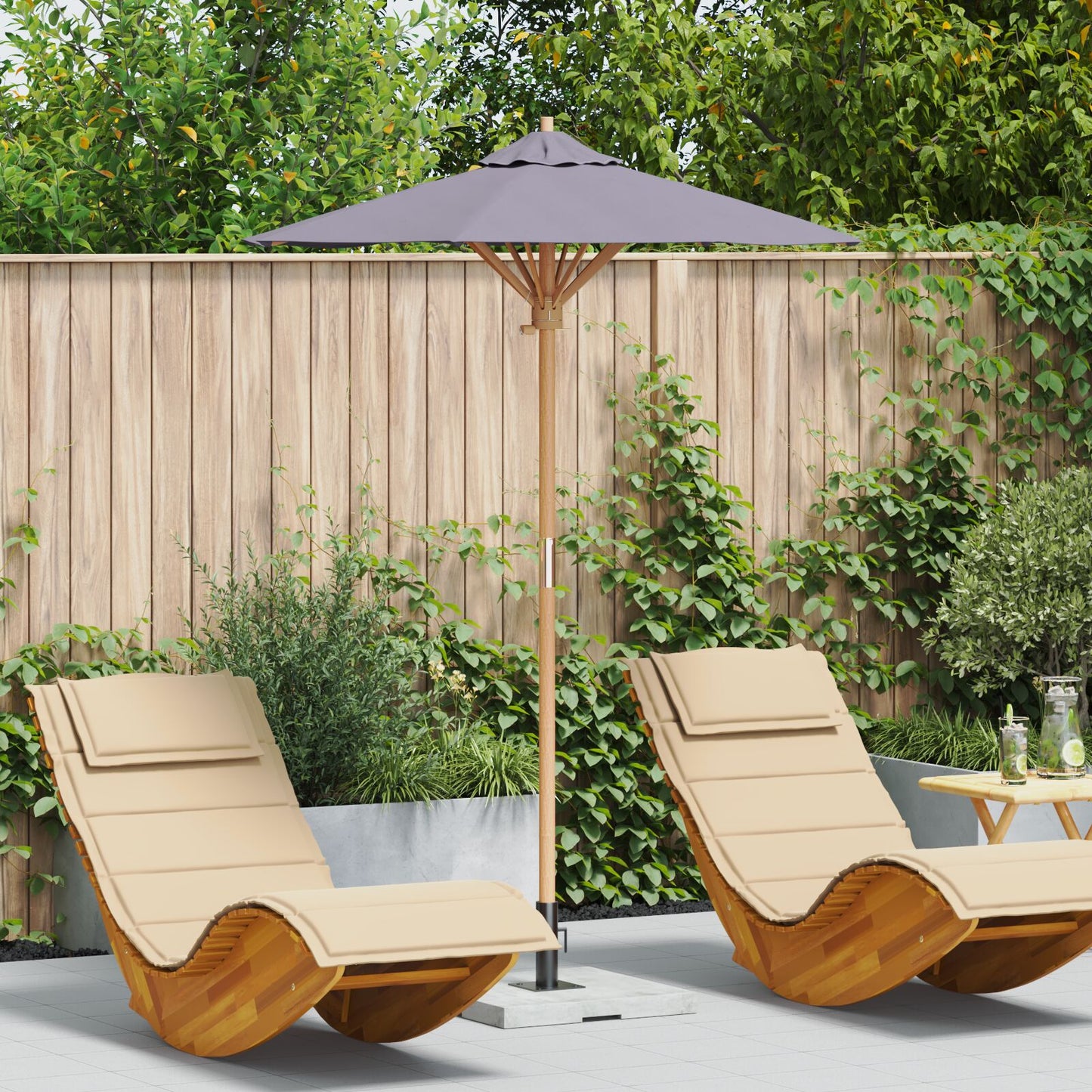Tuin Parasol 150X210 Cm Bamboe 150 x 150 x 210 cm Donkergrijs