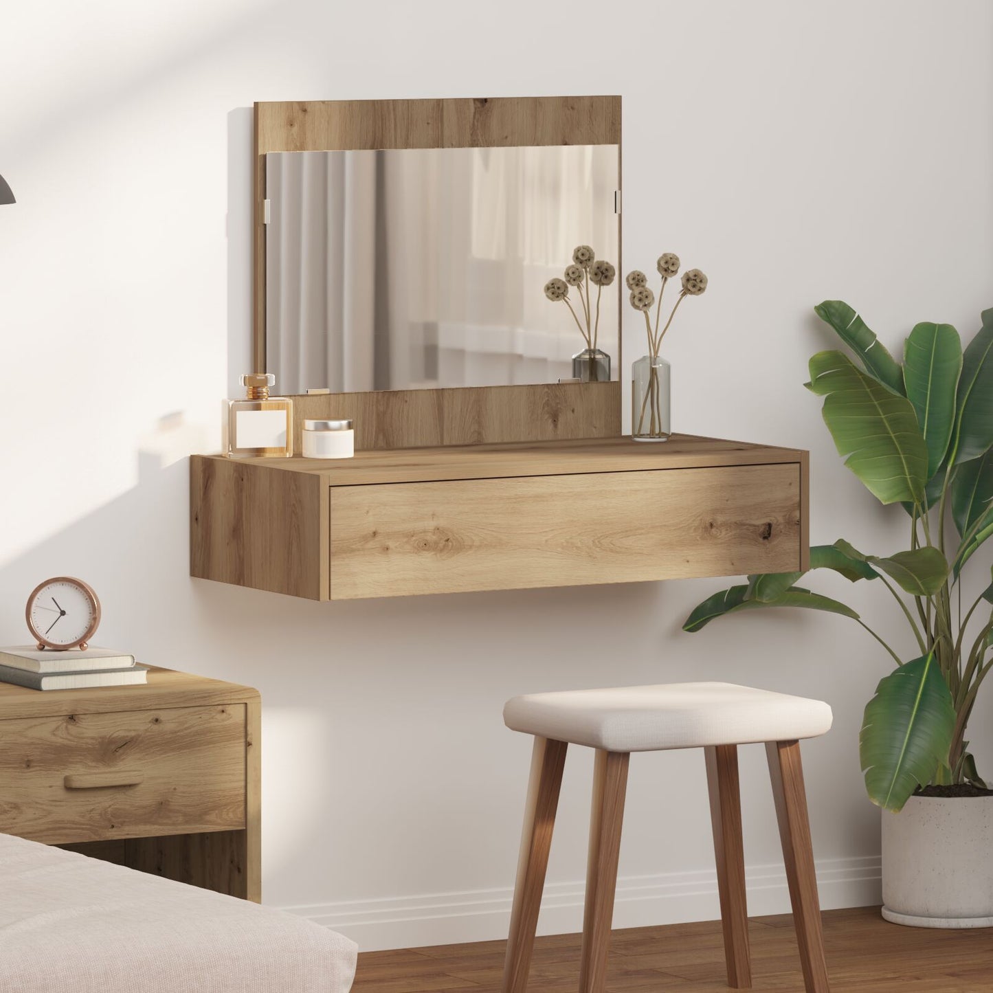 Wandkaptafel 83 x 40 x 70 cm Ambachtelijk eiken zonder LED