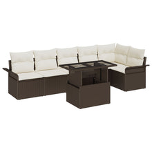 7-Delige Tuin Sofa Set Met Kussens Bruin Poly Rattan