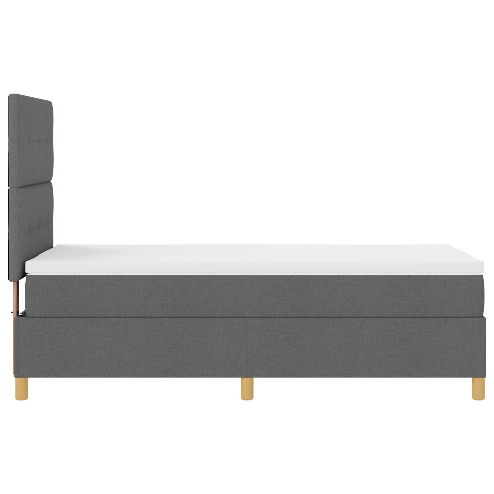 Boxspring Bed Met Matras Donkergrijs Eenpersoons Stof Blauw