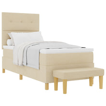 Boxspringbed Met Matras & Bank Stof Crème 90 x 190 cm Geplooid