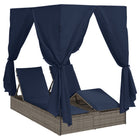 Double Sun Lounger Adjustable Black 205 x 129 x 200 cm Poly Rattan