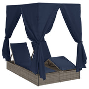 Ligbed dubbel polyrattan 205x129x200 cm grijs