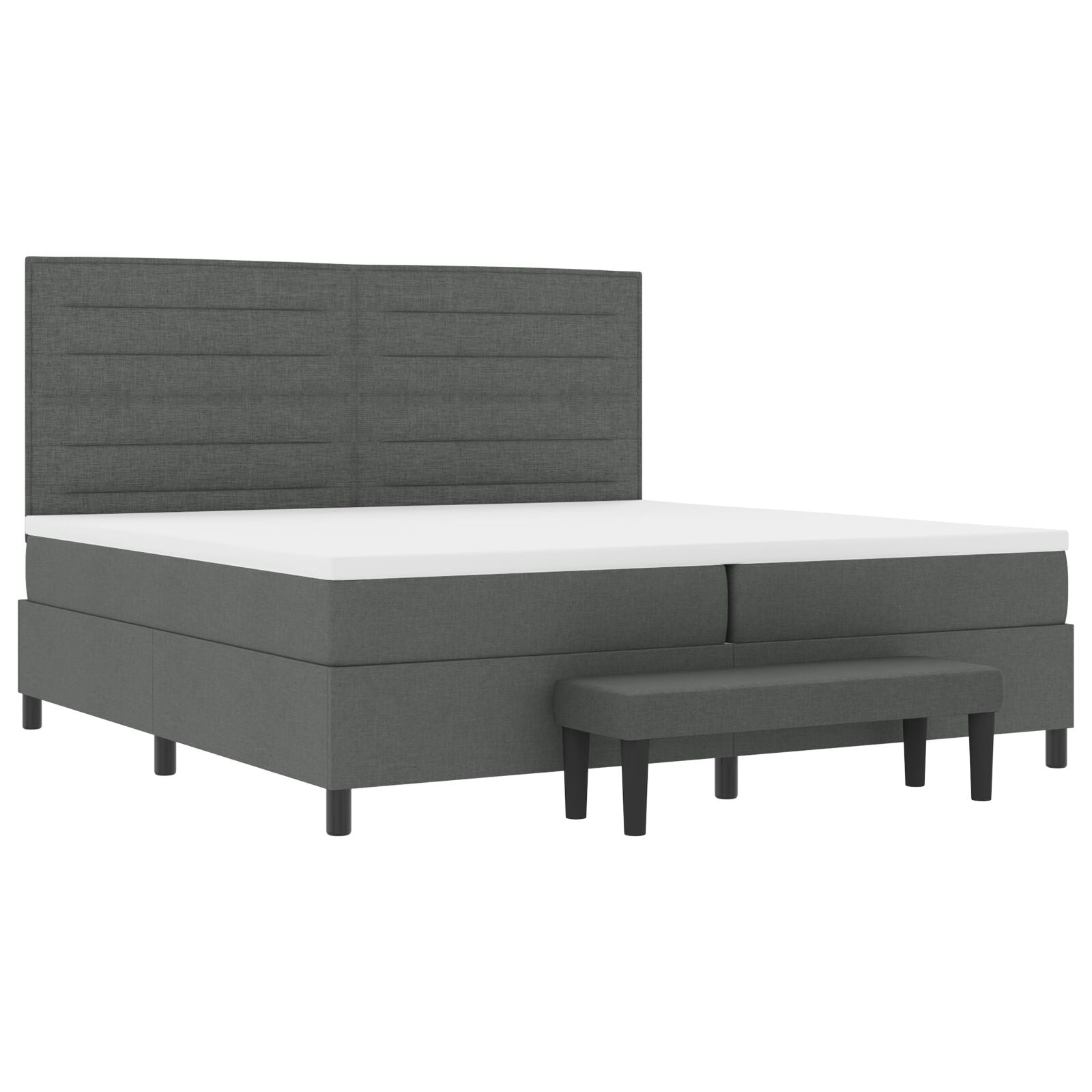Boxspring Bed Met Matras & Bank Stof Donkergrijs 200 x 200 cm Lijnen design