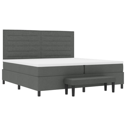 Boxspring Bed Met Matras & Bank Stof Donkergrijs 200 x 200 cm Lijnen design