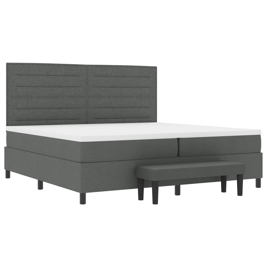 Boxspring Bed Met Matras & Bank Stof Donkergrijs 200 x 200 cm Lijnen design