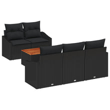 6-Delige Tuinbank Set Met Kussens Zwart Poly Rattan Acacia