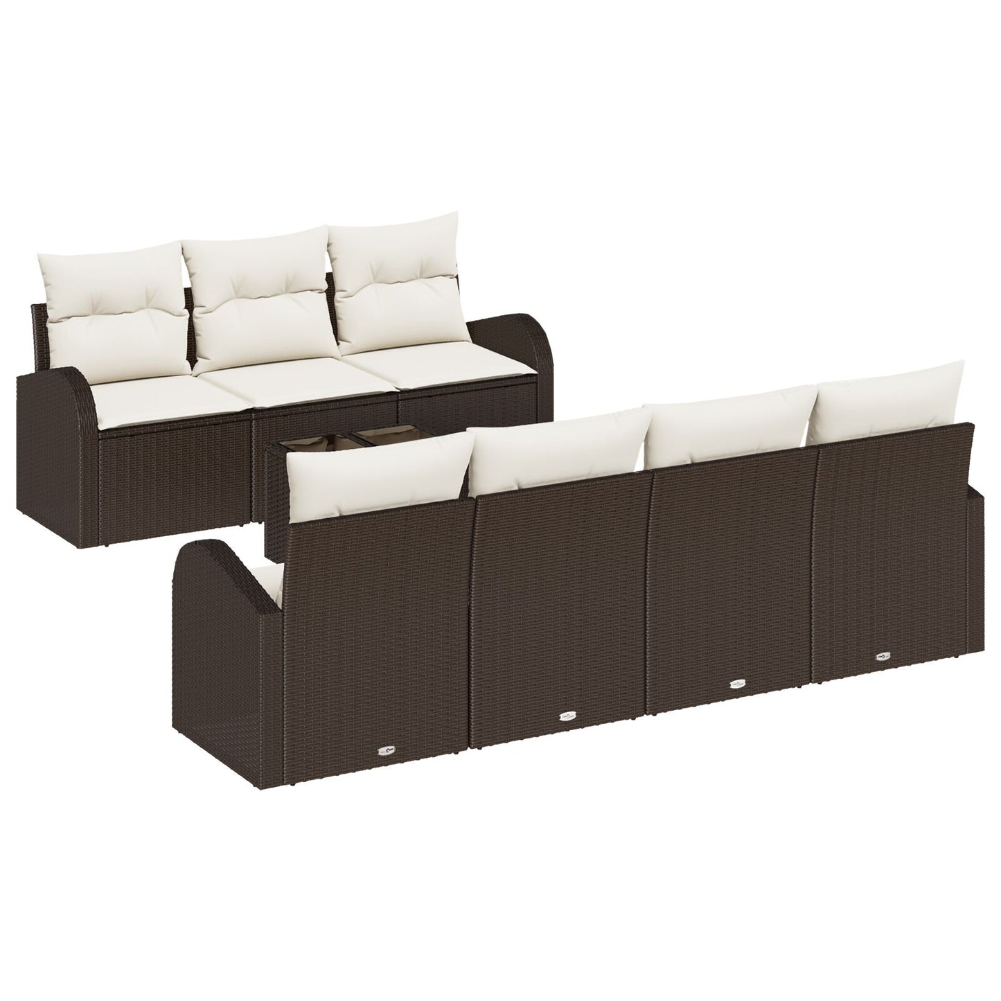 8-Delige Tuin Sofa Set Met Kussens Bruin Poly Rattan