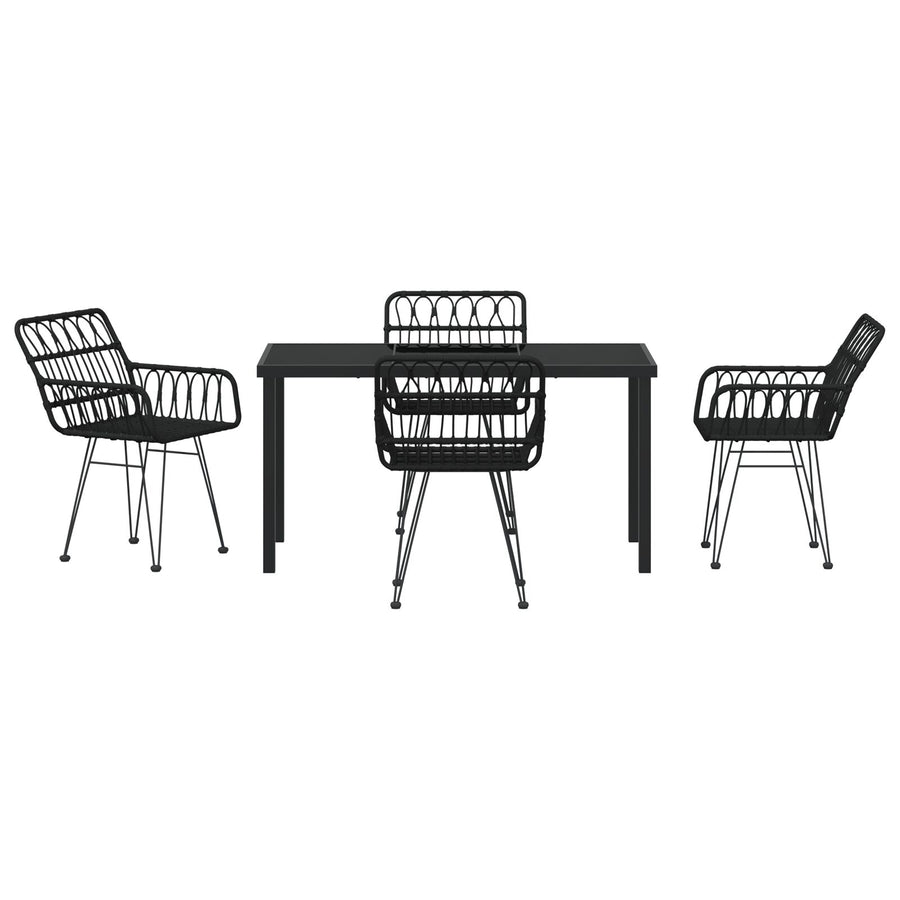 5-Delige Tuin Eetset Zwart Poly Rattan