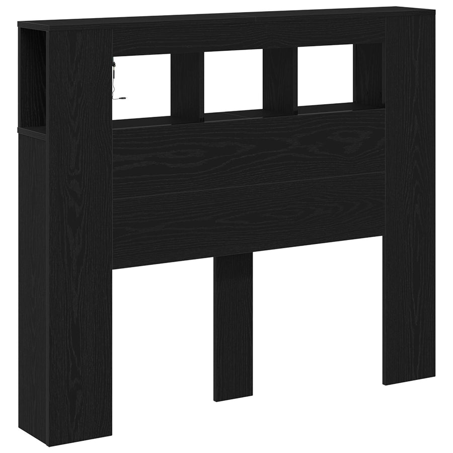 Opslag Hoofdeinde Met Led-Verlichting Zwart Eiken 120X18,5X103,5 Cm