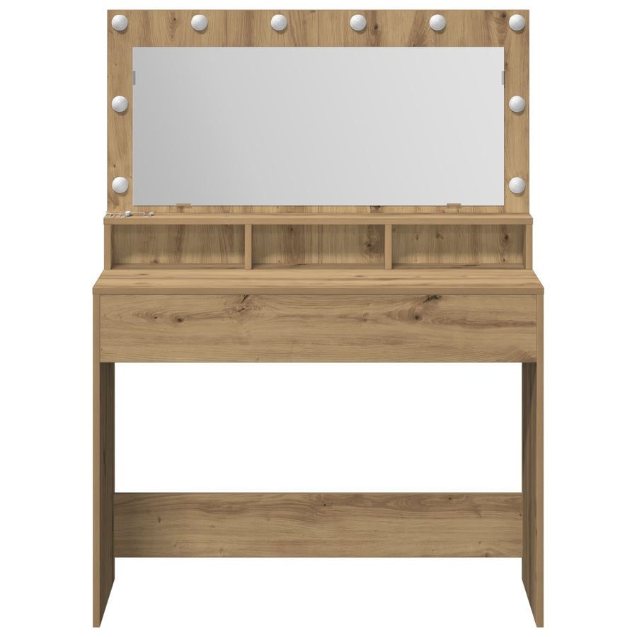Make-Up Tafel Met Led Lichten In , Ambachtelijk eiken 100 x 41 x 135 cm