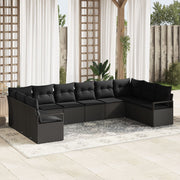 Loungeset poly rattan zwart 8 personen