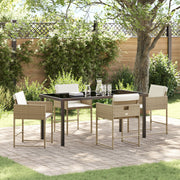 Tuinstoelenset poly rattan 4 persoons beige