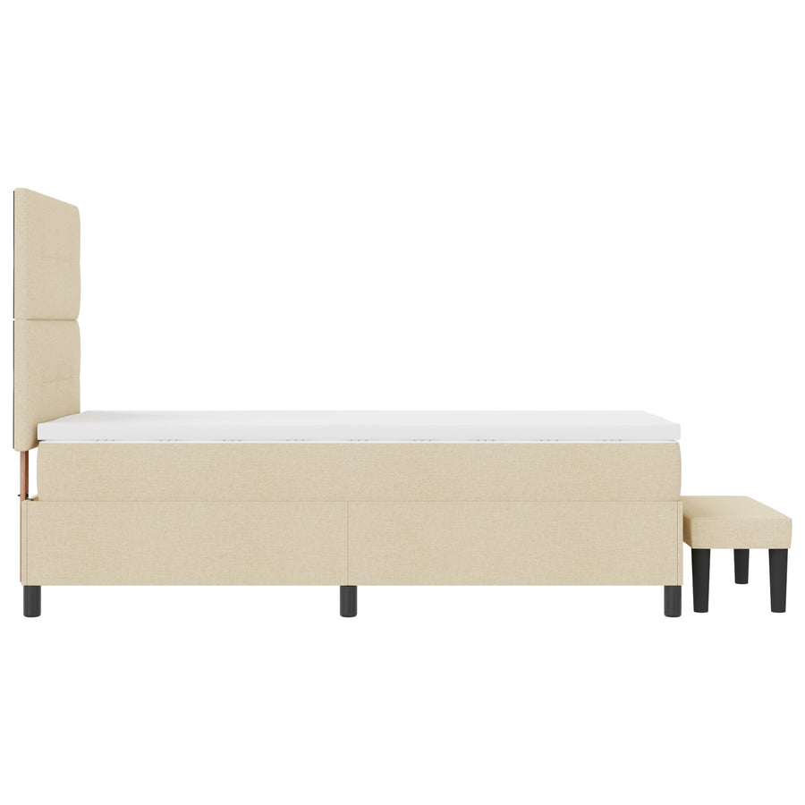 Boxspringbed Met Matras & Bank Stof Crème 80 x 200 cm Knopgevoerd