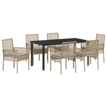 7-Delige Tuindining Set Met Kussens Beige Poly Rattan
