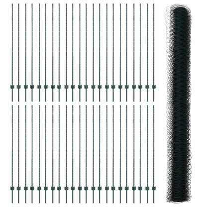 hekposten 11 st U-kanaal groen 150 cm staal, vidaXL hexagonaal hek groen 1,5x100 m staal