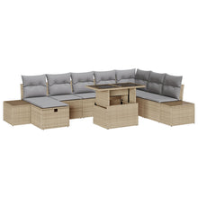 9 Piece Garden Sofa Set With Cushions Beige Poly Rattan Wit