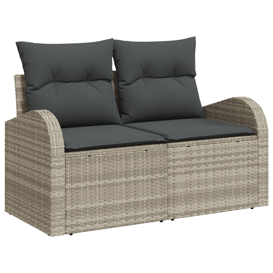 8-Delige Tuin Sofa Set Met Kussens Lichtgrijs Poly Rattan