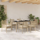 Garden dining set 7 pcs Beige poly rattan