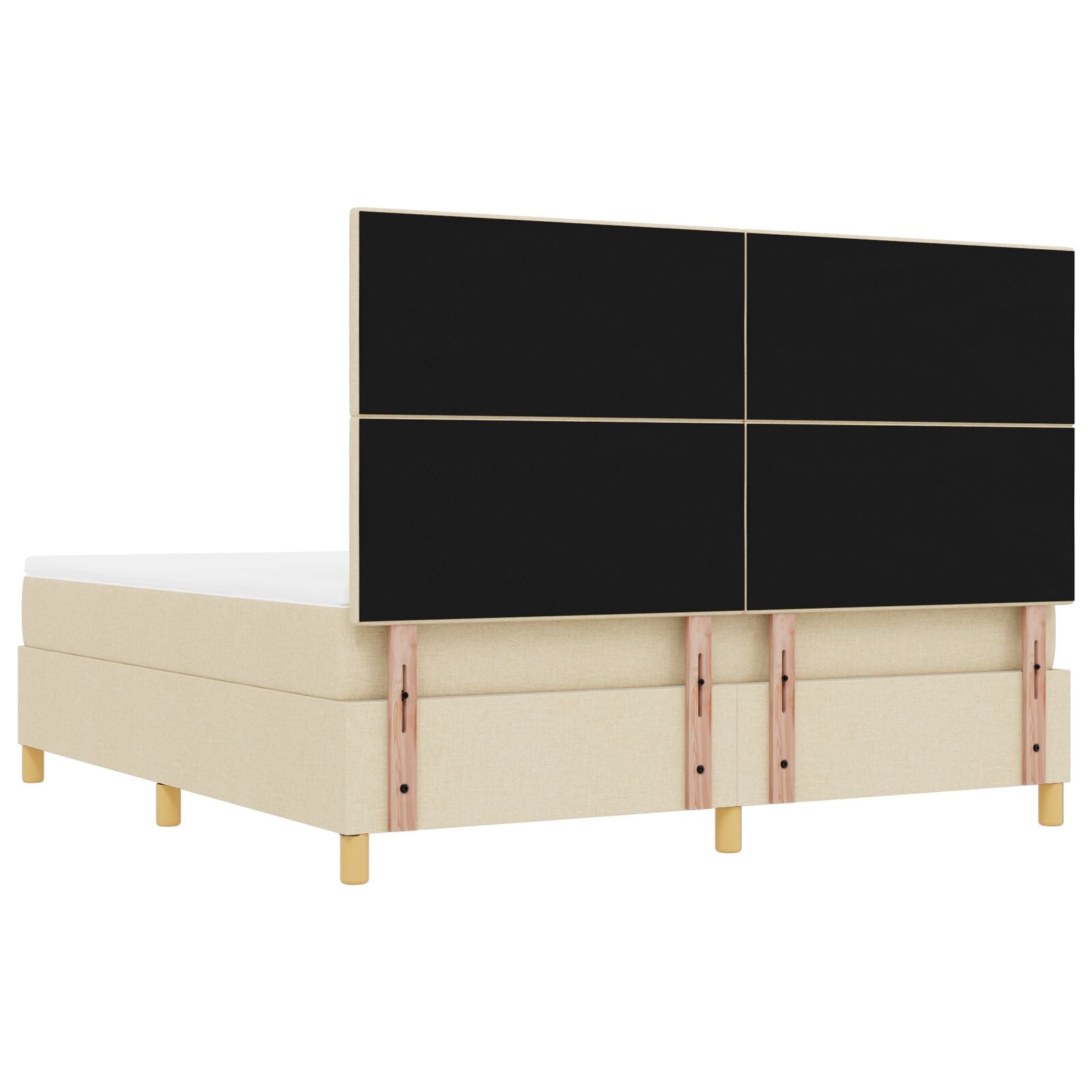 Boxspringbed Met Matras & Bank Stof Crème 180 x 200 cm Knoop tufted