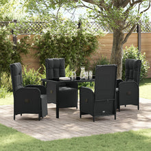 5-Delig Tuin Eetset Met Kussens Zwart Poly Rattan