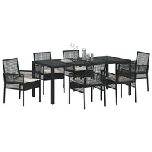 Tuin Eetset Van 7 Stuks Met Kussens Zwart Poly Rattan