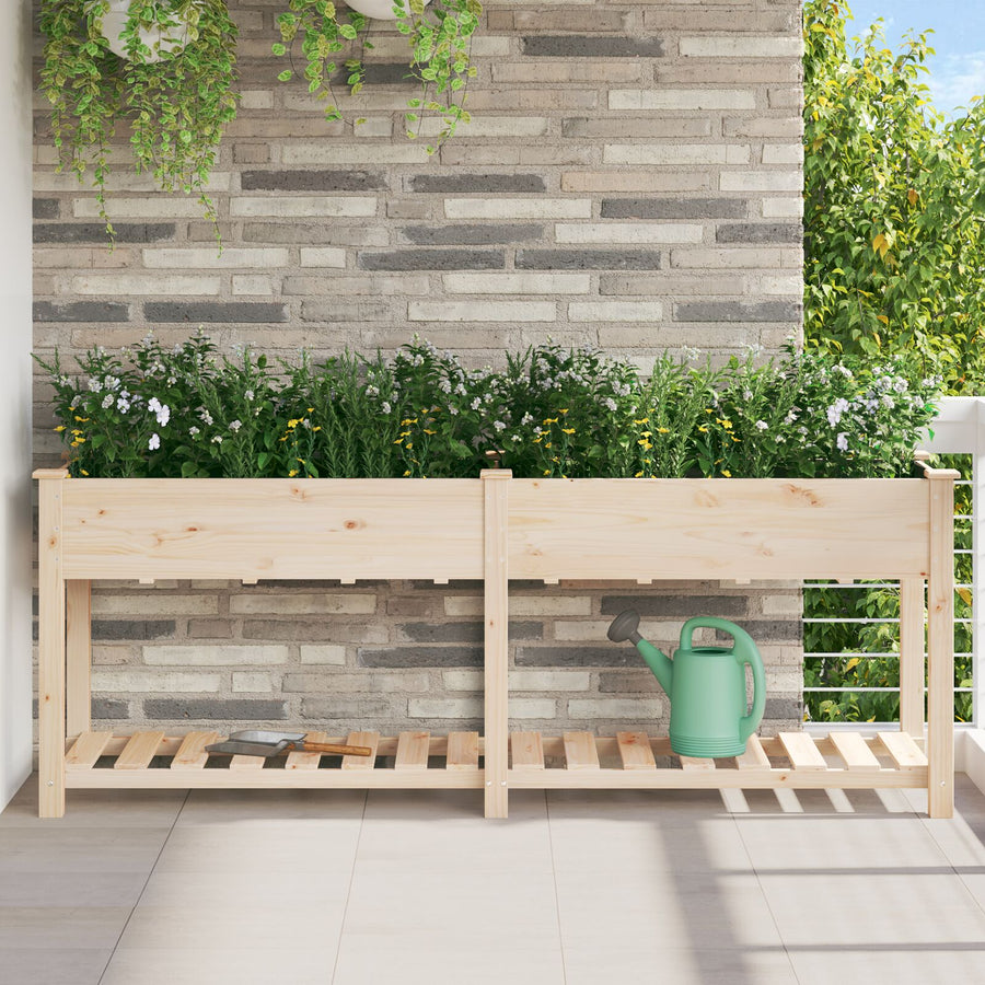 Tuinplanter Met Plank 203X53X76 Cm Massief Hout Vuren 203,5 x 53 x 76,5 cm