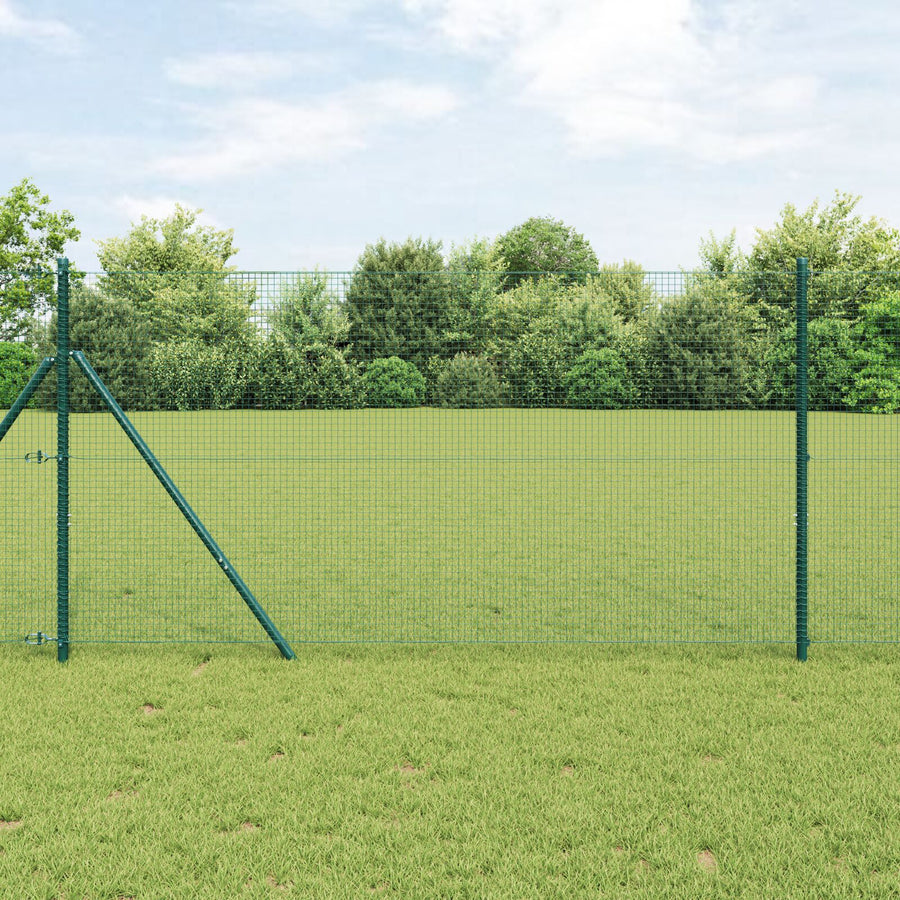 Gelaste Draadhek Met 7 Palen Groen 1.4X10 M Staal Gegalvaniseerd Staal